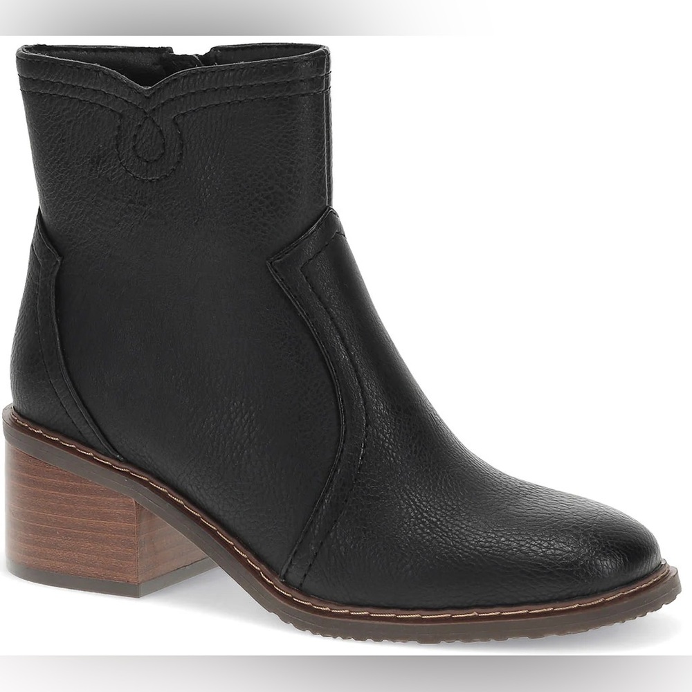 Baretraps Calloway Black Faux Leather Western Ankle Boots 7.5
